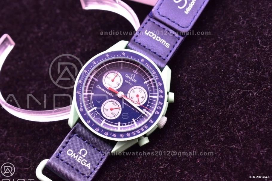 x on Bioceramic Moonwatch Nylon Quartz to Strap WeatherProof Earth Omega Swatch 1181 Mission 0821